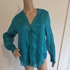 Witchery Teal Blouse And Camisole Set Silk & Linen Blend